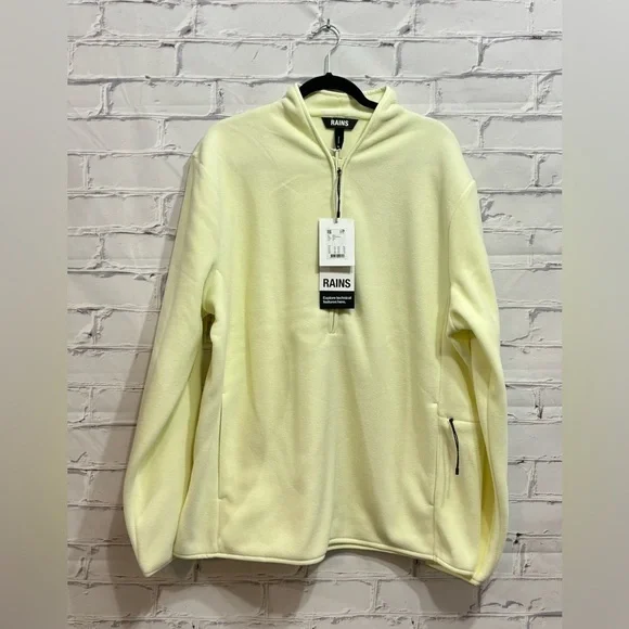 RAINS Half-Zip Sweater in straw color NWT Size XL