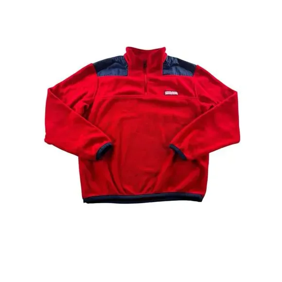 Vineyard Vines Fleece Red Shep Shirt Mens Size Medium Pullover 1/4 Zip Sweater