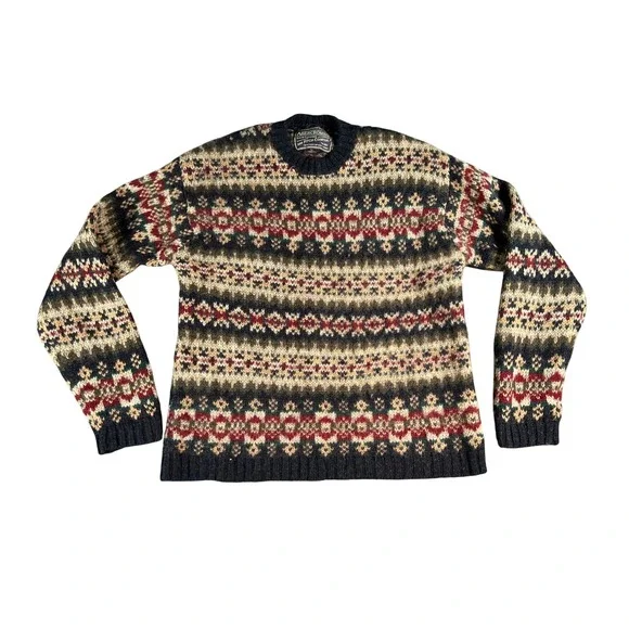 Vintage Abercrombie & Fitch Sweater Mens Large Multi Fair Isle Knit Crewneck