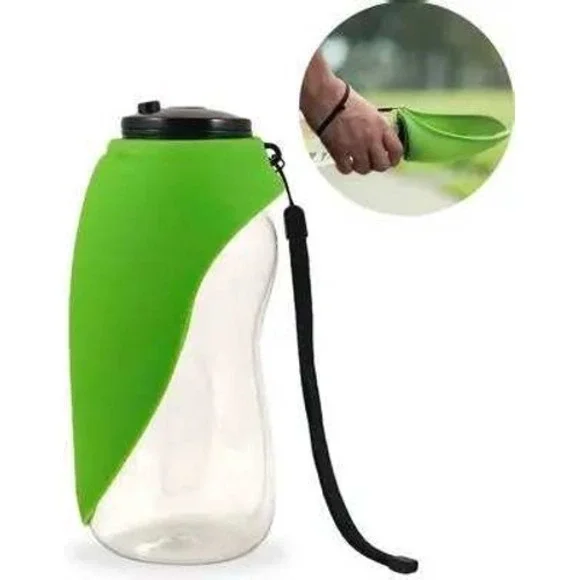 Flipo Fold-A-Bowl Green Non-Skid Portable Pet Water Bottle 26oz Travel Dispenser