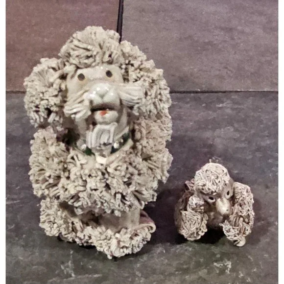 Vintage Spaghetti Poodle Dog Figurines Beige Porcelain Japan‎