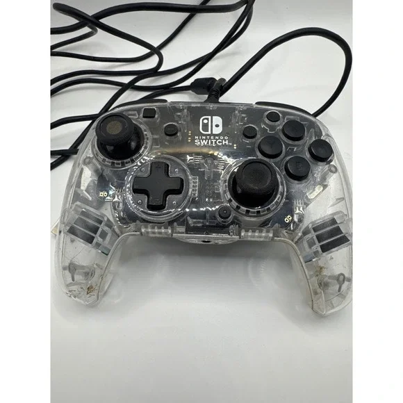PDP Afterglow Deluxe+ Wired Controller Nintendo Switch Clear Excellent LED Audio