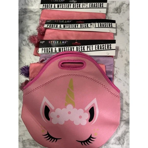 Lot Pencil Pouch And Lunch Bag 5pc Lot Girl School Easter Play Back 2 School
