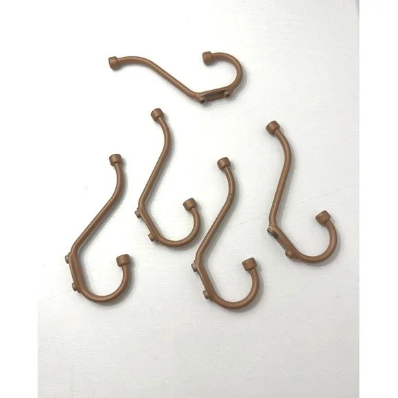 Vintage Reclaimed Hook Set Brown Metal Double Hanger 5pc Hardware