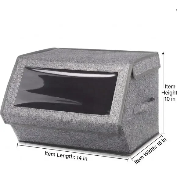 Stackable Window Box Closet Organizer Storage Bin with Magnetic Closure