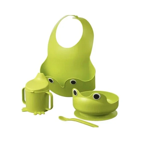 IKEA Children's Kids Green Frog MATA 4 PC Dinnerware‎ Dish Set NEW