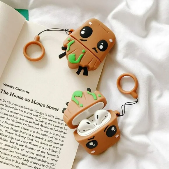 Cute Soft Silicone Cartoon Groot Cover Protective Skin Keychain For Airpods 1/2