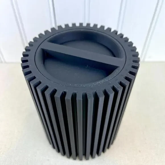 Striped Lidded Storage Container, Organizer for Desk, Vanity or Home
