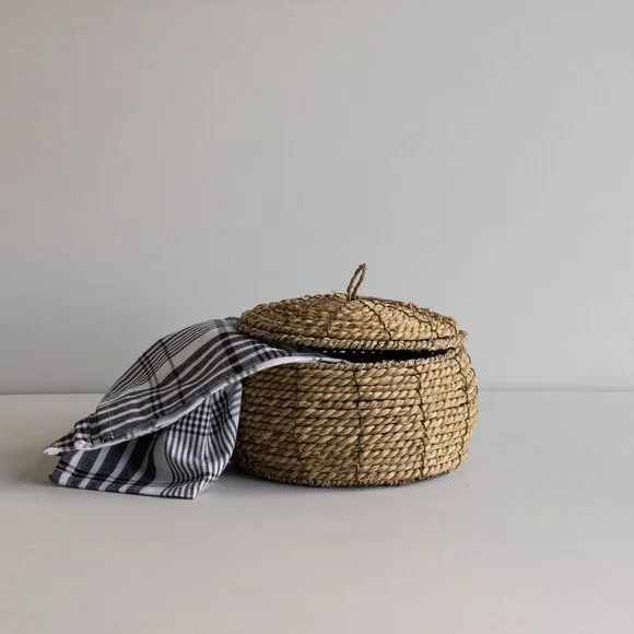 NWT Lina Natural Woven Canister Storage Container