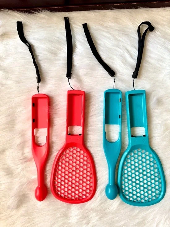 Nintendo Switch Compatible Joy Con Tennis Racket Set Blue Red Sports Grip