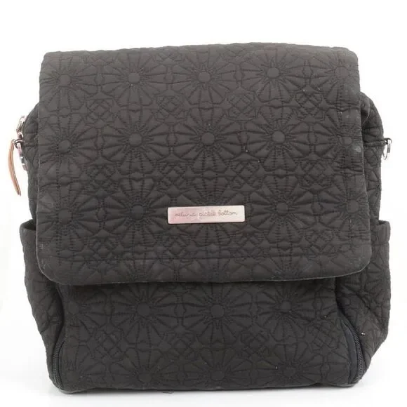 Petunia Pickle Bottom Black Embroidered Diaper Bag