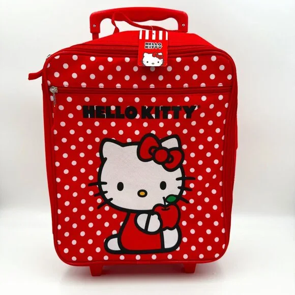 Hello Kitty Bioworld Rolling Bag Red White Polka Dot Suitcase 14