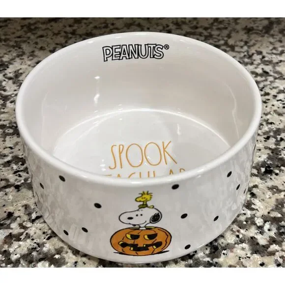 Peanuts x Rae Dunn 2023‎ Halloween Spook Tacular Snoopy & Woodstock Pet Dog Bowl