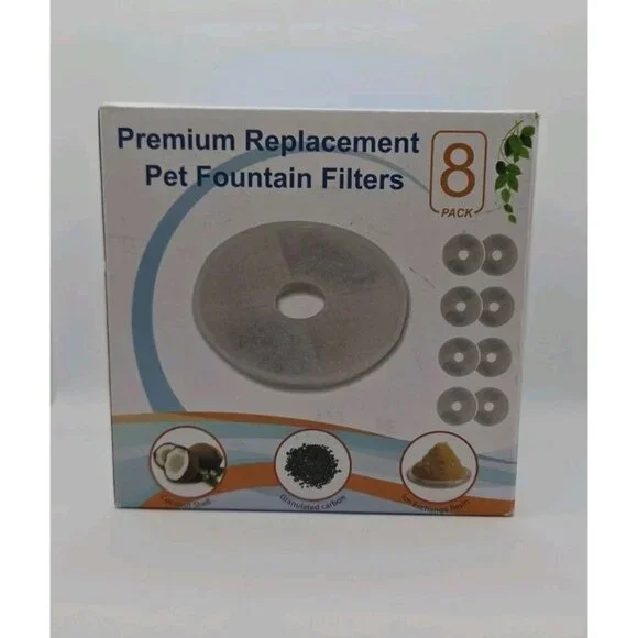 Premium Replacement‎ Pet Fountain Filters 8 Pack New BPA Free Premium Charcoal