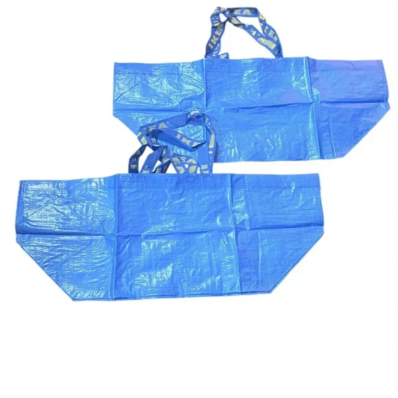 Set of 2 IKEA Frakta Large Blue Reusable Shopping Tote Bags NEW