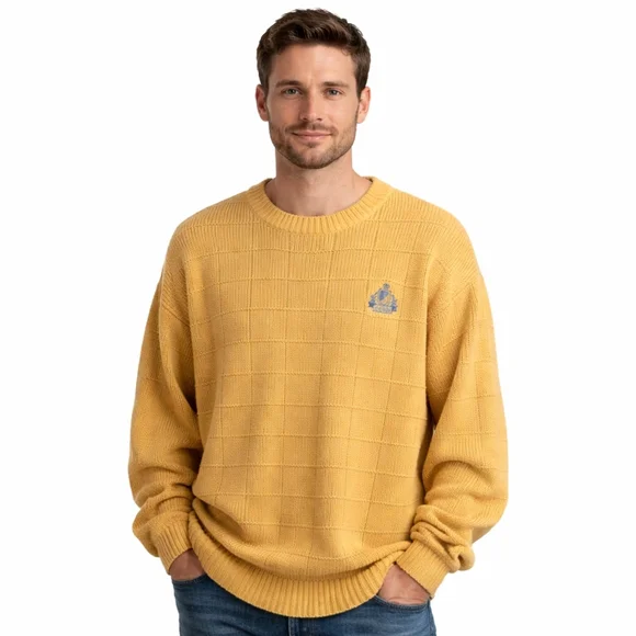Vintage IZOD 100% Cotton Chunky Knit Crewneck Sweater Preppy Casual Size M