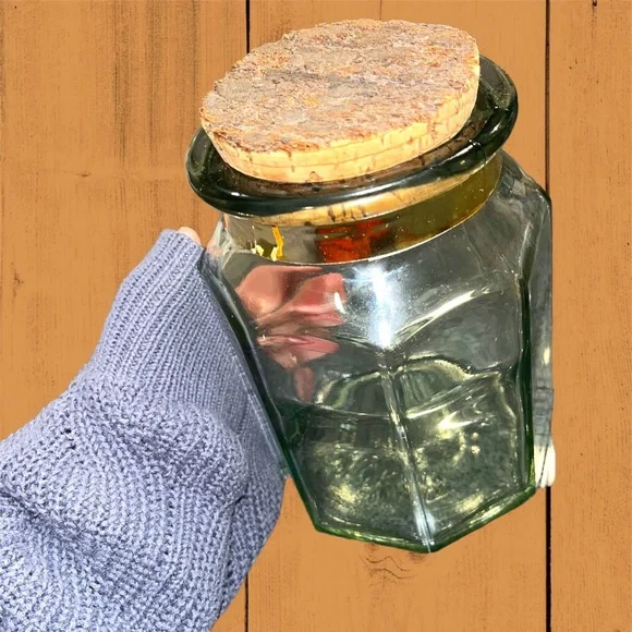 Vintage/HTF Ben Rickert Apothecary Octogonal Glass Jar w. Cork Lid