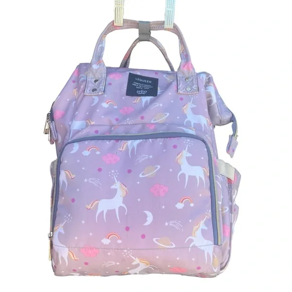 Lequeen‎ dialed bag backpack multi compartments pockets double handle zip close