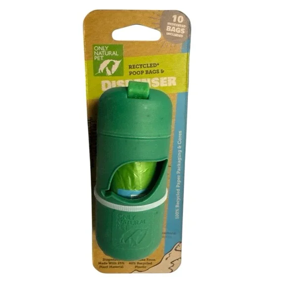 Only Natural Pet Dog Poop Bags Dispenser w/ Clip +‎ 10 Unscented Poop Waste Bags