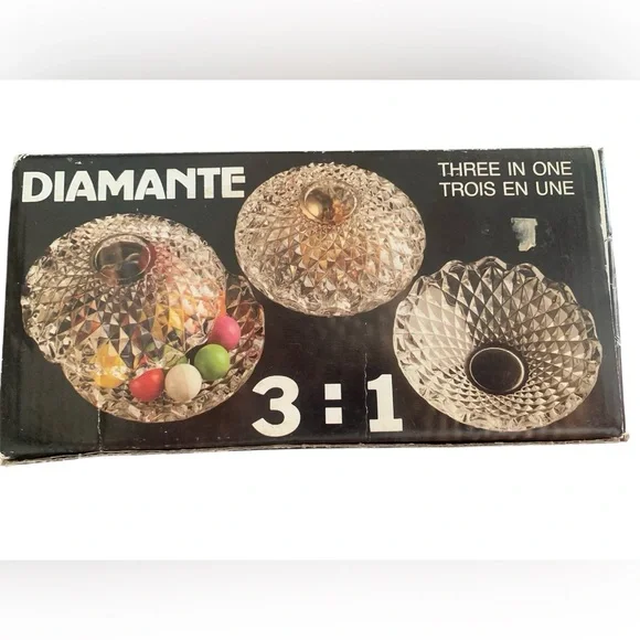 Diamanté Three In One‎ Candy-box Ashtray Jewel Case Vintage