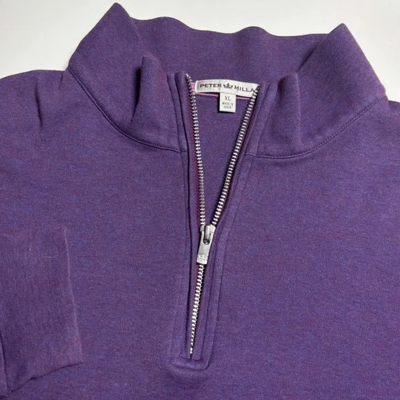 Peter Millar Golf Quarter Zip Purple Mens XL Pullover Sweater Mock Neck Golf Top