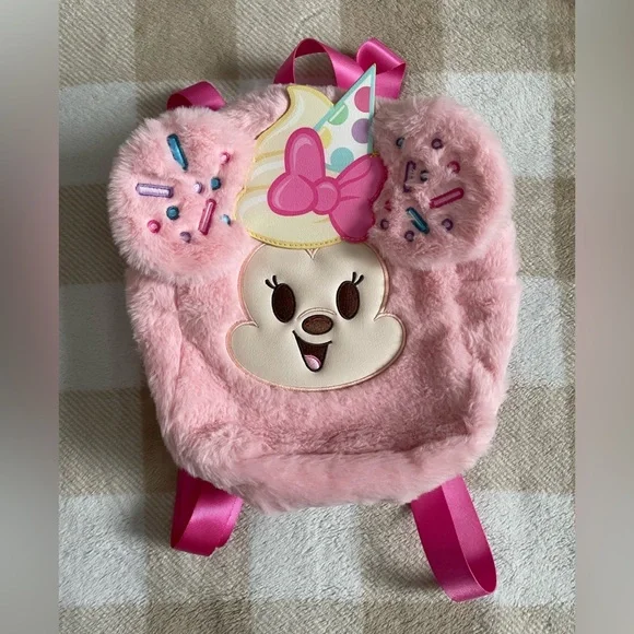 EUC Disney Munchlings Series 1 Minnie Mouse Furry Mini Backpack 9x10x4 inches