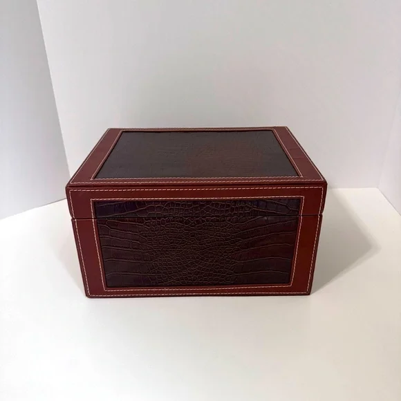 Brown Crocodile Embossed Decorative Storage Box Lift Top