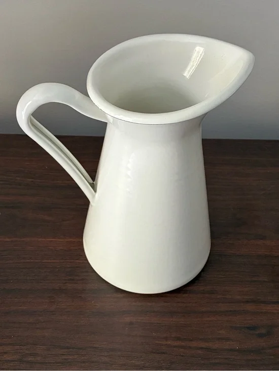 IKEA White Ceramic Glaze Metal Pitcher Vase