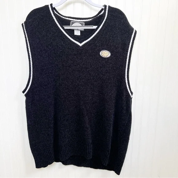 South Pole Vintage Y2K 90s Black Chenille Sleeveless Sweater Vest Men’s XXL