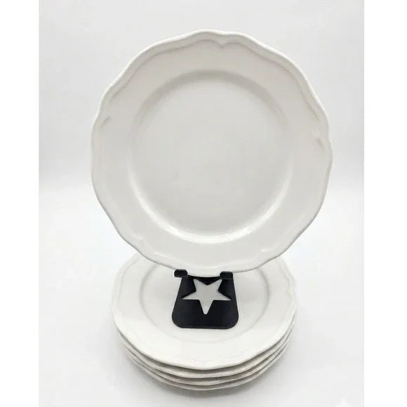 IKEA Arv White Stoneware Scalloped Side Plates Set of 5 Turkey 17208 8 Inch