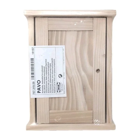Vintage 1995 IKEA PAVO Unfinished Pine Wood Key Cabinet 757.319.09 New Sealed