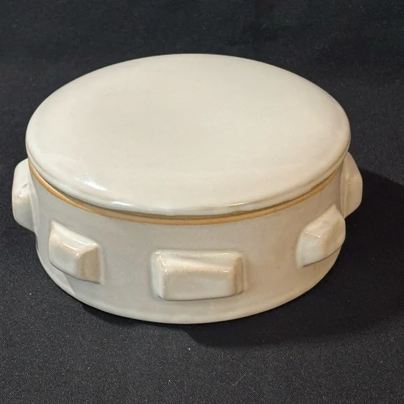 Nate Berkus Ceramic Lidded Container Brutalist Style Box Modern Storage Decor 6