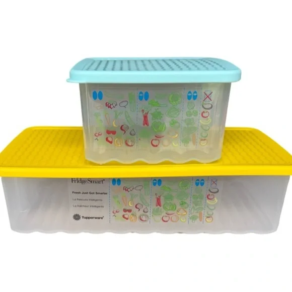 Tupperware FridgeSmart Containers - Light Blue and Yellow
