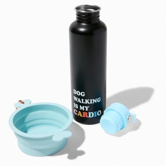 NWT Dog Walking Is my Cardio Pet Bowl & Water Bottle Set