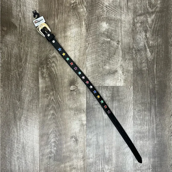 Nocona Star Embellished Leather Belt