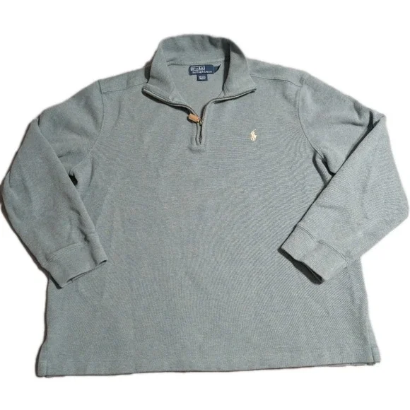 Polo Ralph Lauren Quarter Zip Sweater Men's XL Blue Pullover Pony Logo Cotton