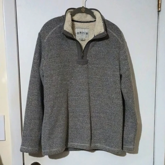Orvis Men's Quarter Zip High Neck Sherpa Lined Pullover Size Medium
