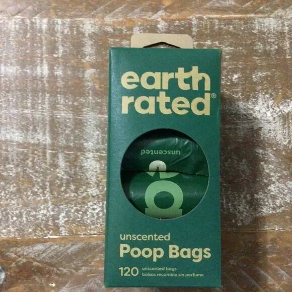 Earth Rated Dog Poop Waste Bags 8 Rolls/ 120 Bags Unscented 100%‎ Leak Proof NEW