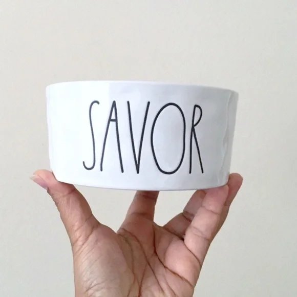 Rae Dunn Ceramic SAVOR Pet Bowl