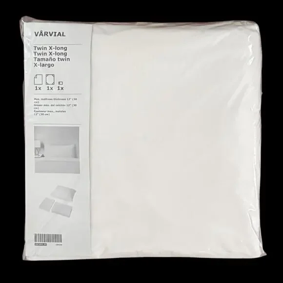 IKEA VARVIAL White Cotton Jersey X-Long Twin Sheet Set