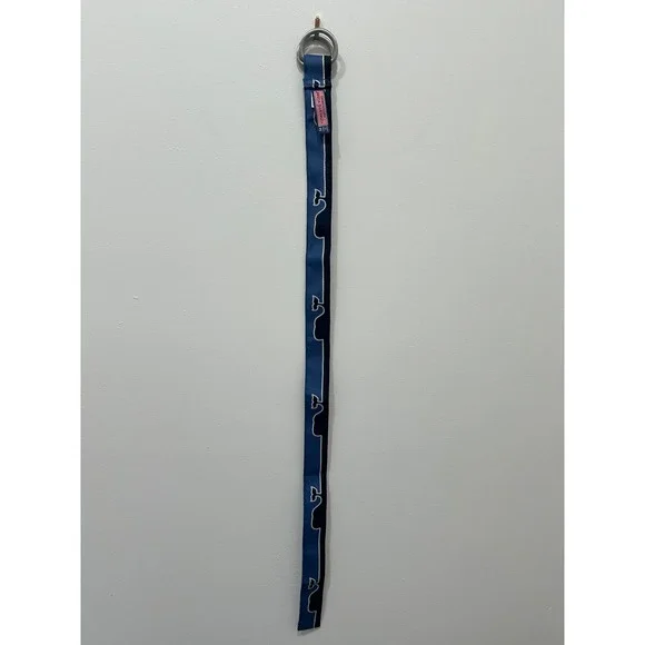 Vineyard Vines Belt Kids Medium Blue Whale Logo D-Ring Canvas 29