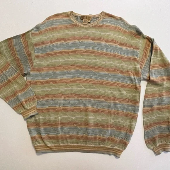Vintage 3D Pima Mercerized Cotton Landscape Sweater XL