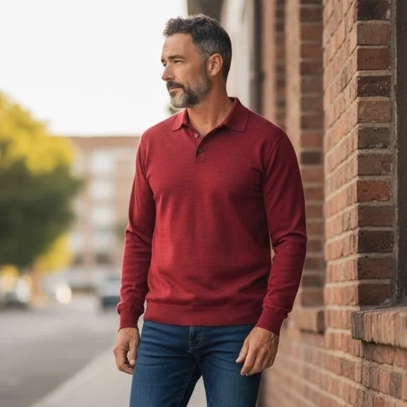 Neiman Marcus Extra Fine Merino Wool Sweater Red
