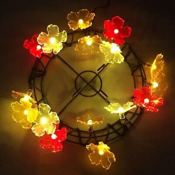 4 New in‎ box IKEA Skina Lights Hang or candle base floral Multi color 10 Lights