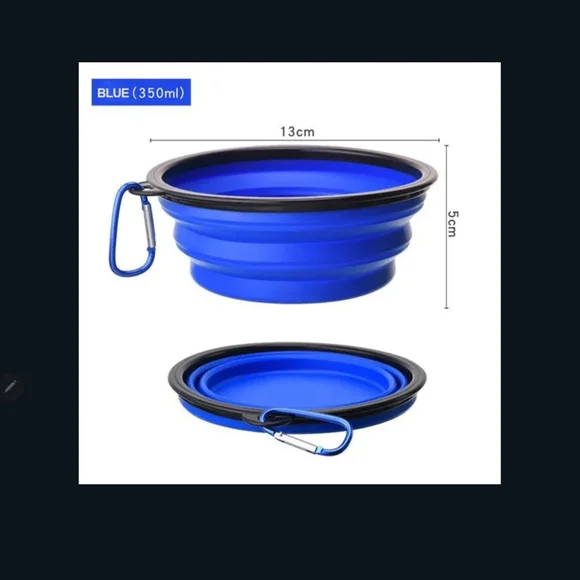 NIP Collapsible Silicone Pet Bowl Blue