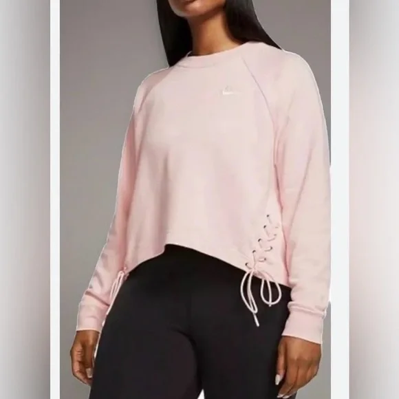 Nike Women's Light Pink Lace-Up Sweatshirt
