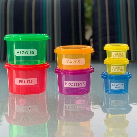 Portion Control Container Kit, Meal Prep Round Food Storage 7-Container Set