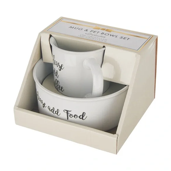 White Pet Bowl Set