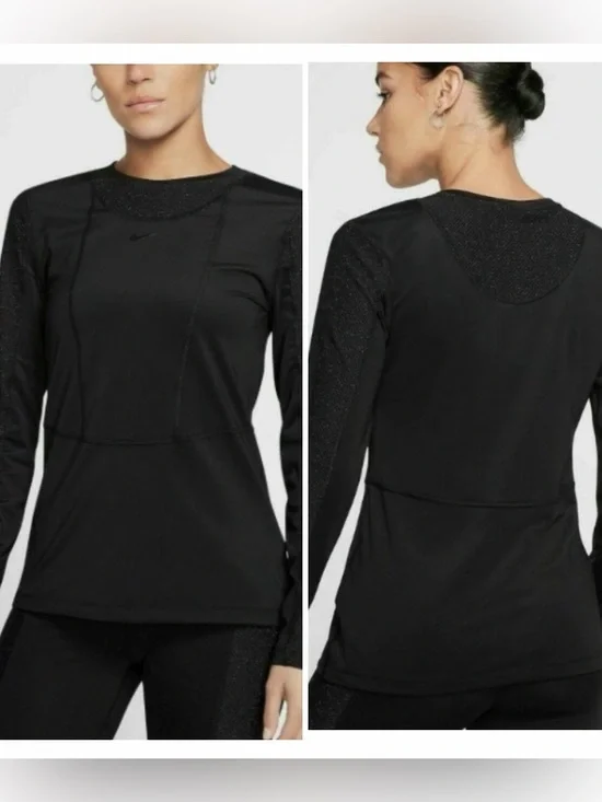 Nike Black Pro Warm Hollywood Training Top Glitter