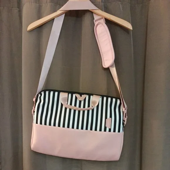 Bagsmart 15.6 Inch Laptop Case Slim Computer Bag Pink With Black & White Stripes